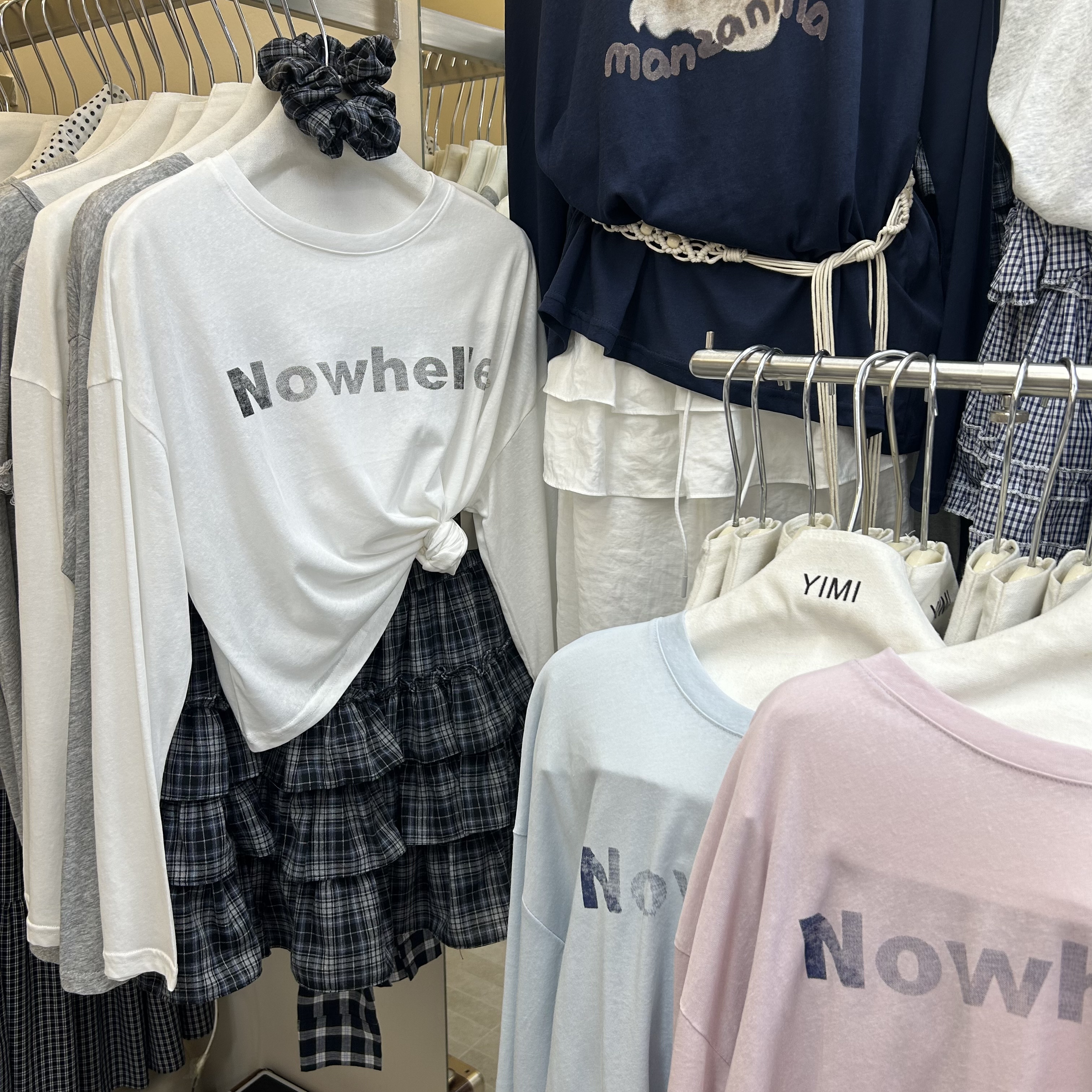 金属片小装饰字母防晒长袖T恤衫