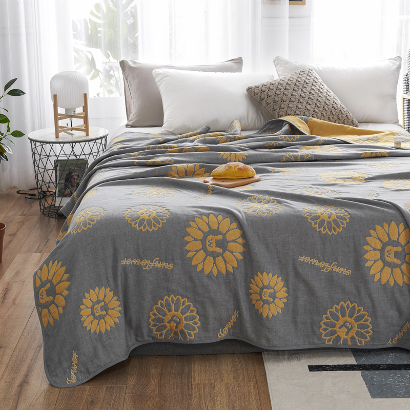 60支纯棉纱布毛巾被夏季薄毯子