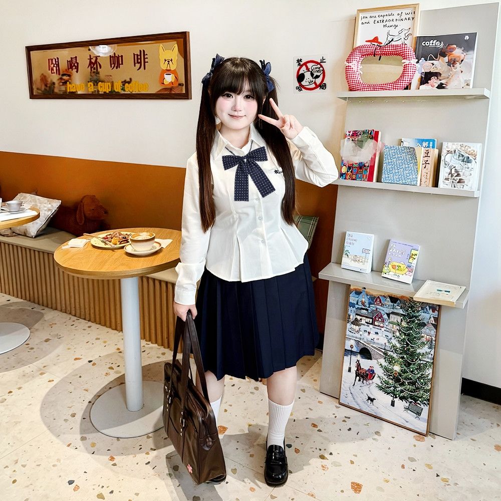 学院风JK衬衫【岚兮】日系收腰春夏可爱制服衬衣少女学生大码上衣
