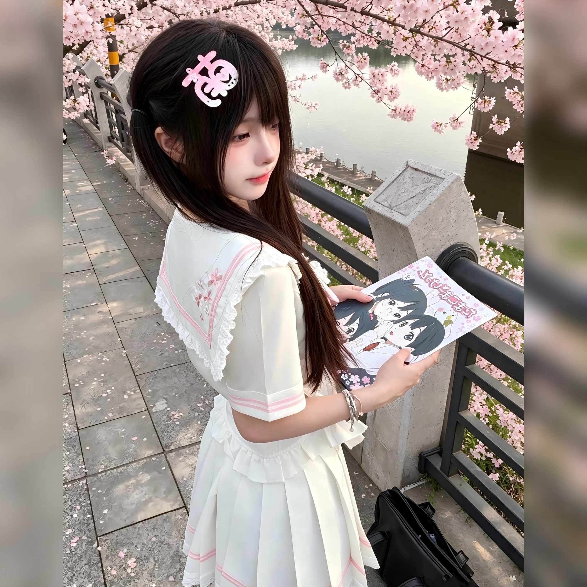 甜奈酱正版原创学院风jk制服水手服女春日樱花水手服收腰显瘦套装