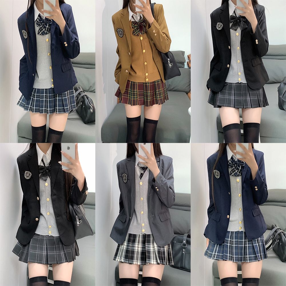 织野鹿jk制服西装四件套装正版原创春秋学院风纯色西服背心大全套