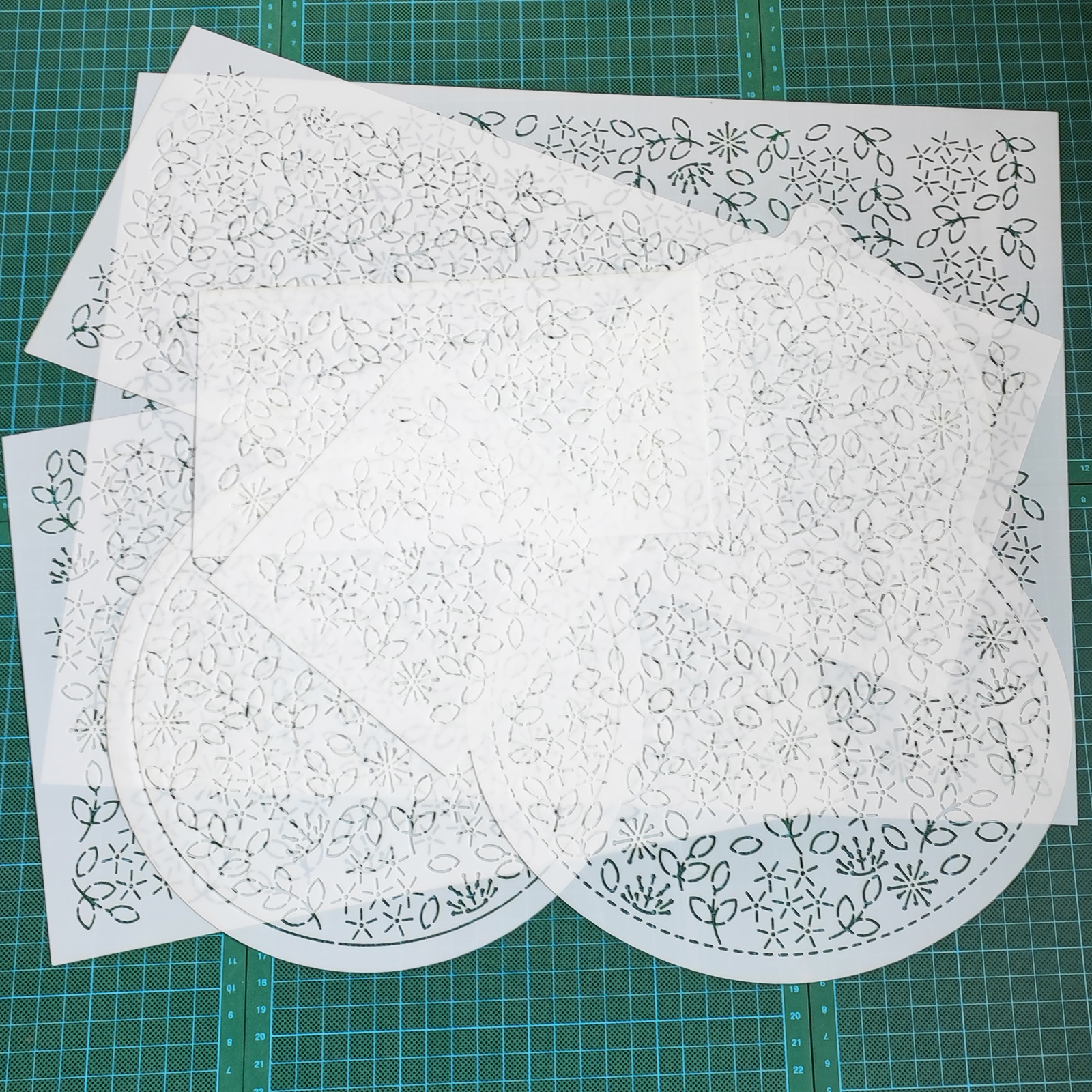 268 小花花 植物刺绣画图纹样模板diy拓图描图工具杯垫茶垫茶席