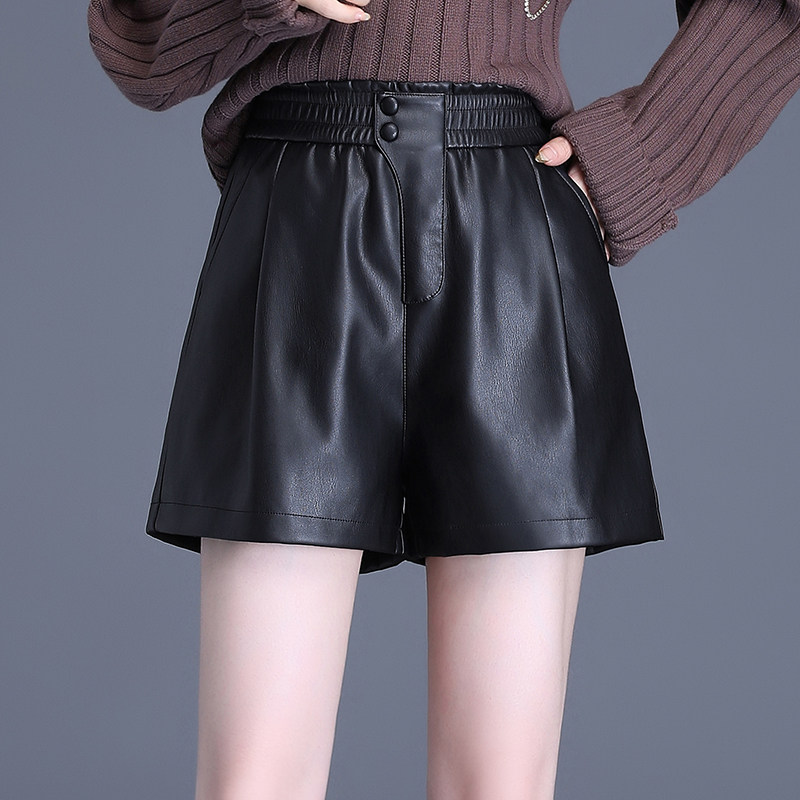 pu皮短裤女秋冬款2025新款高腰显瘦阔腿黑色冬季打底外穿加厚皮裤,女装/女士精品,休闲裤,淘宝优惠券,粉丝福利购,淘宝优惠卷