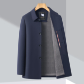 春秋季 鄂尔多斯市男士 翻领茄克外套休闲宽松纽扣藏青色爸爸装 外套