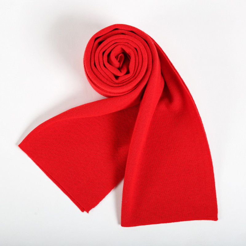 正品鄂尔多斯市高端红色羊毛针织围巾男女本命年百搭宴会长款围脖