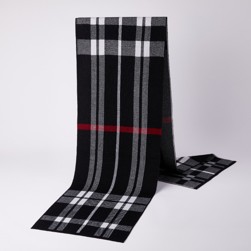 专柜正品代购鄂尔多斯市品牌男女同款围巾冬季针织条格子羊毛围脖