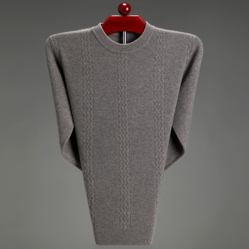 男士装鄂尔多斯市春秋冬圆领羊绒衫长袖针织羊毛毛衣不起球打底衫