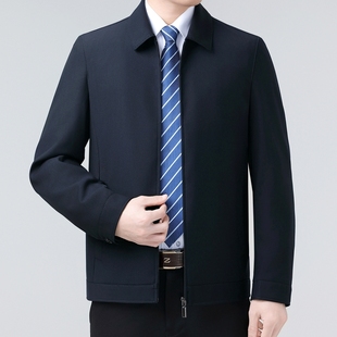 正品鄂尔多斯市夹克男款春秋冬爸爸装高档休闲上衣羊毛茄克衫外套