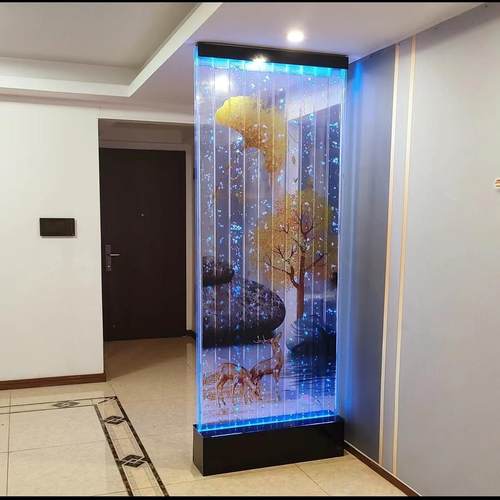 水幕字画款屏风隔断定制客餐厅玄关卫生间半墙水幕墙网红隔断屏风