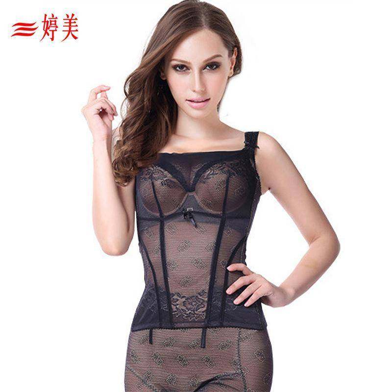 婷美正品女士薄款托胸聚拢调整型抹胸式长文胸收腹塑身内衣TJ3001