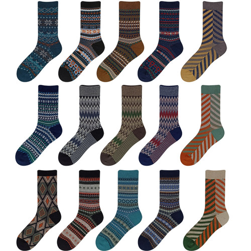 袜子男民族风无骨艺术秋季中筒袜