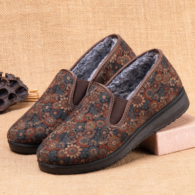 老北京布鞋女冬加绒妈妈棉鞋奶奶