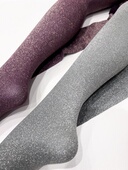 日本制 袜 小细网亮闪闪连裤 80D微透肉效果紫色金葱 灰色银葱