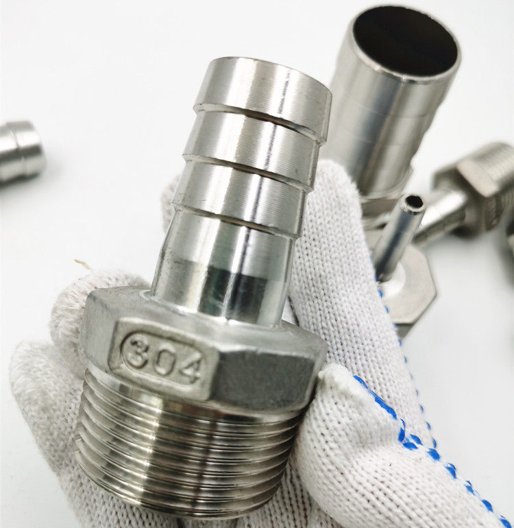 不锈钢304外丝宝塔1分-4寸皮管接4分6分六角外丝宝塔接头2寸倒刺