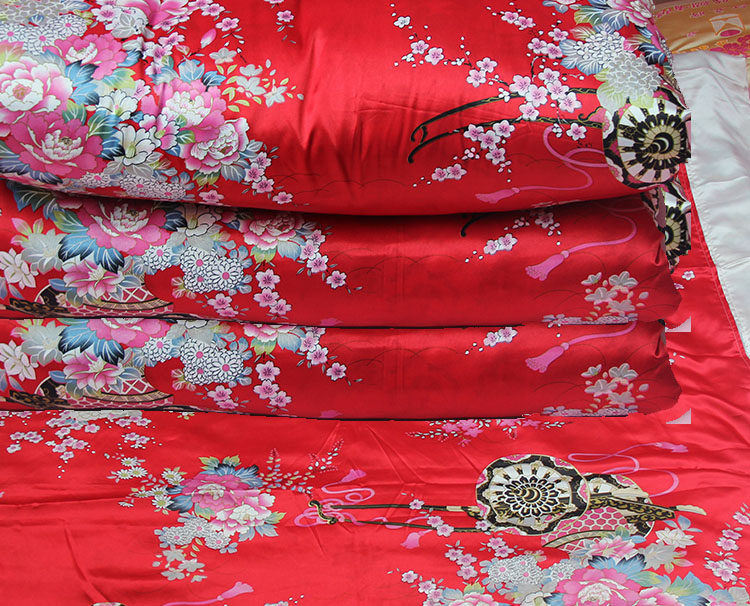 特价丝绸绸缎棉被柔软棉被单双人丝滑结婚仿丝丝滑软缎结婚棉被