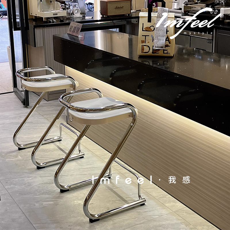 中古风酒吧椅马卡龙奶茶店前台椅加厚ins咖啡厅摄影奶油高酒吧凳
