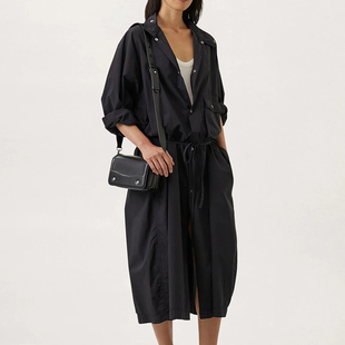 格闵草定制宽松风衣Lemaire风秋季小众设计廓形外套长袖风衣裙女