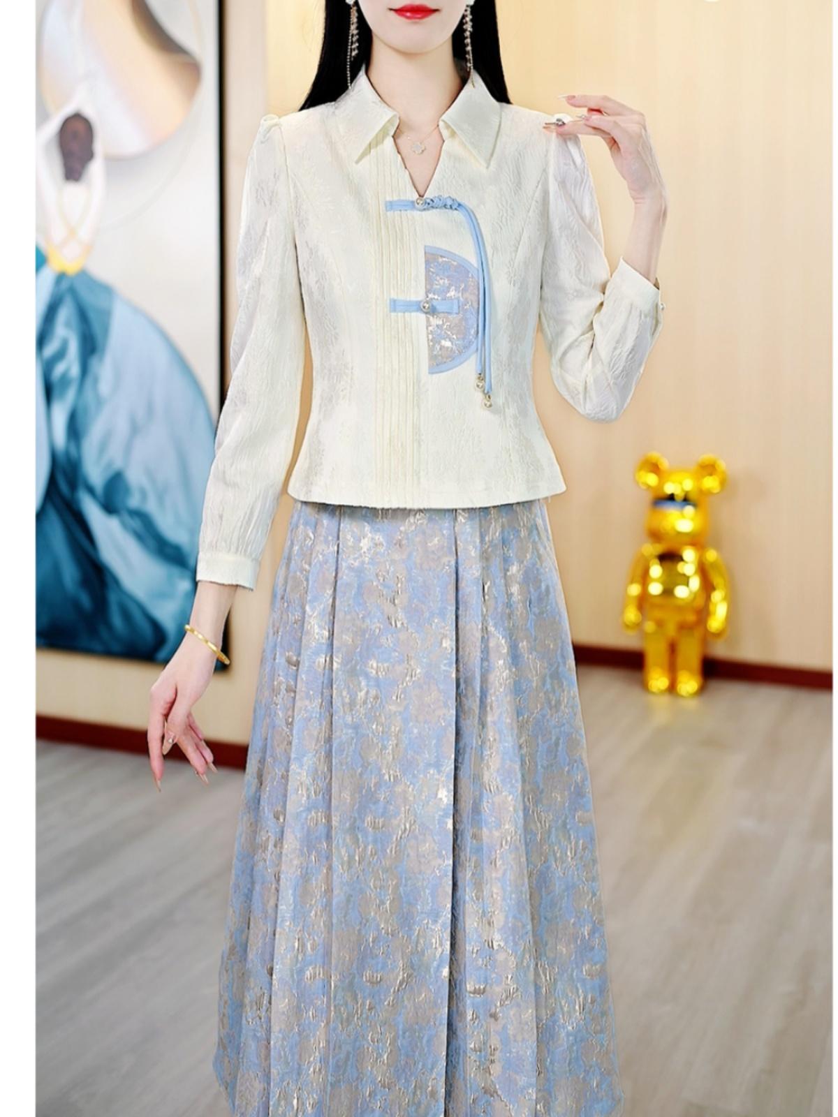 新中式国风马面裙刺绣两件套裙装