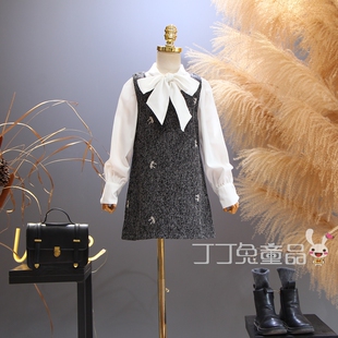 欧美女童装春秋季淑女衬衣背心裙套装韩版中大童时尚公主小香风