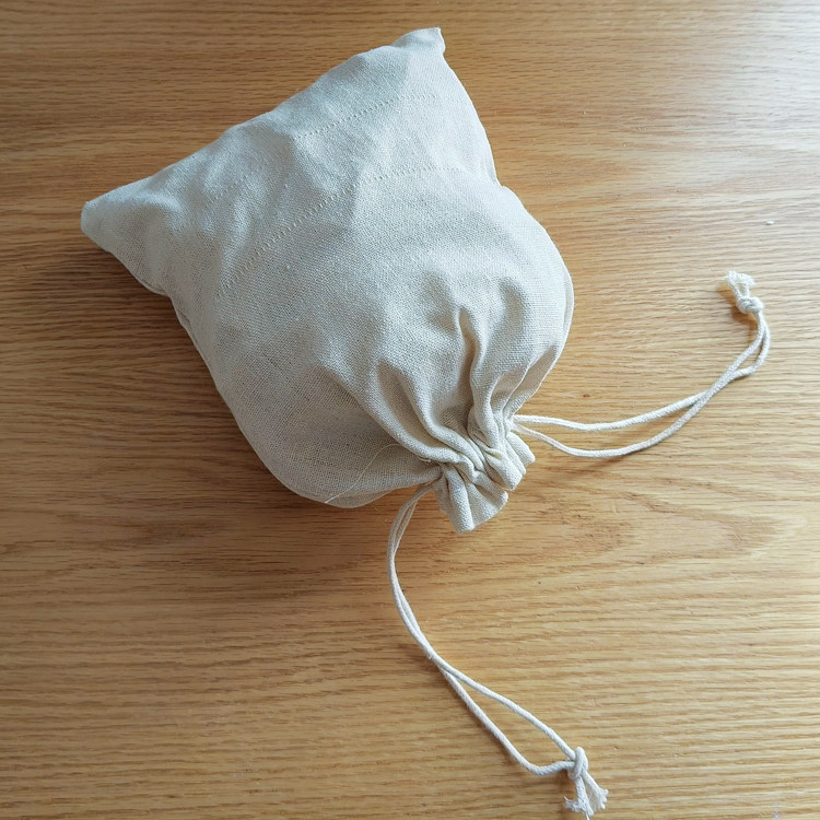 瑕疵清仓特价2个装~粗棉布束口袋~未漂白米色原始棉花坯布收纳袋