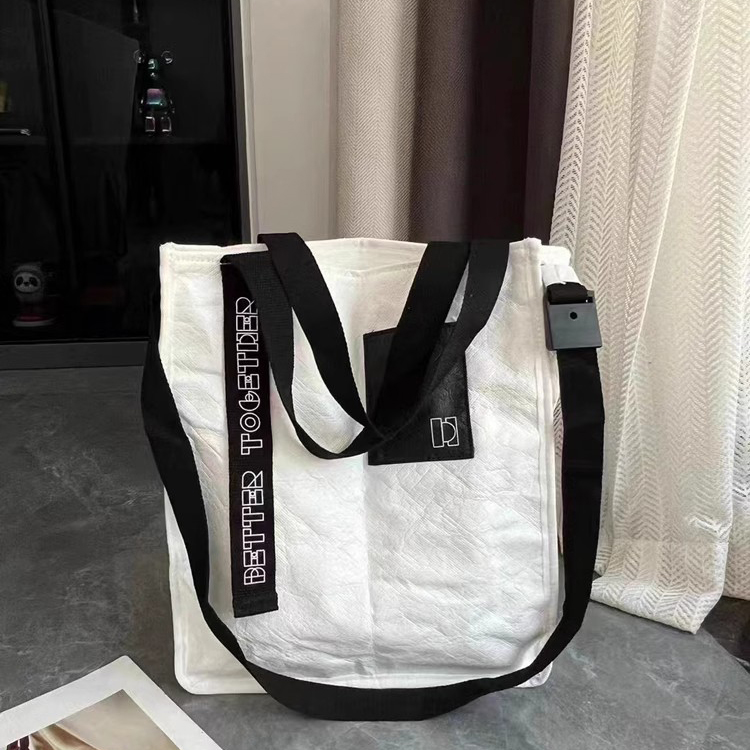 外单尾货~防泼水杜邦纸手提包~白色单肩包托特包~男女同款休闲包