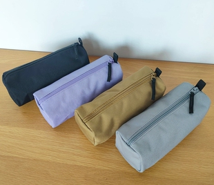 古朴家自制款~纯色聚酯纤维防泼水笔袋~大容量化妆包圆柱体收纳包