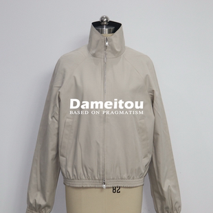 极简珍珠灰白 宽松防水外套夹克 北欧小众订单有机棉字母刺绣长袖