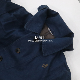 日本小众45～R蓝染可拆卸帽廓形风衣牛仔外套手工刺绣质感长外套