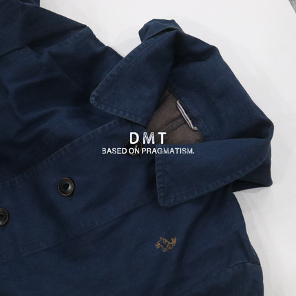 日本小众45～R蓝染可拆卸帽廓形风衣牛仔外套手工刺绣质感长外套