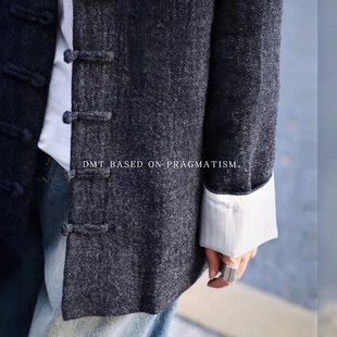 外套 老钱风中长款 低调新中式 日单日本进口羊毛花纱面料低调中式