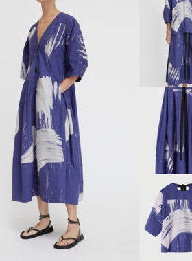 澳洲小众品牌Lee M@thews正尾紫色泼墨印花套装上衣半裙连衣裙
