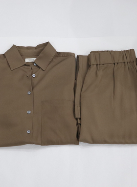 高端系列欧美小众品牌AYR极简套装真丝衬衫直筒裤简约通勤组合