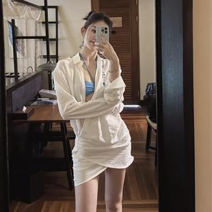 海岛度假长袖 大渔 显瘦泳衣比基尼外搭长衬衫 裙性感修身 防晒 罩衫