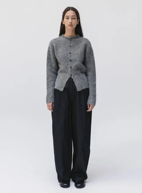 韩国正品直邮设计师品牌Moia25秋冬羊驼毛开衫毛衫