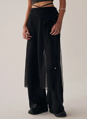 韩国设计师品牌treemingbird网纱绑带长裤jisoo金智秀同款