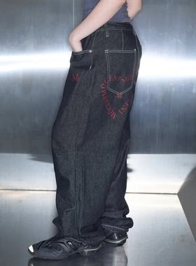 MUCENT韩国设计师品牌25新款新品休闲宽松爱心字母牛仔裤