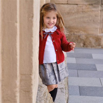 现货西班牙中小女童圣诞春节衬衫