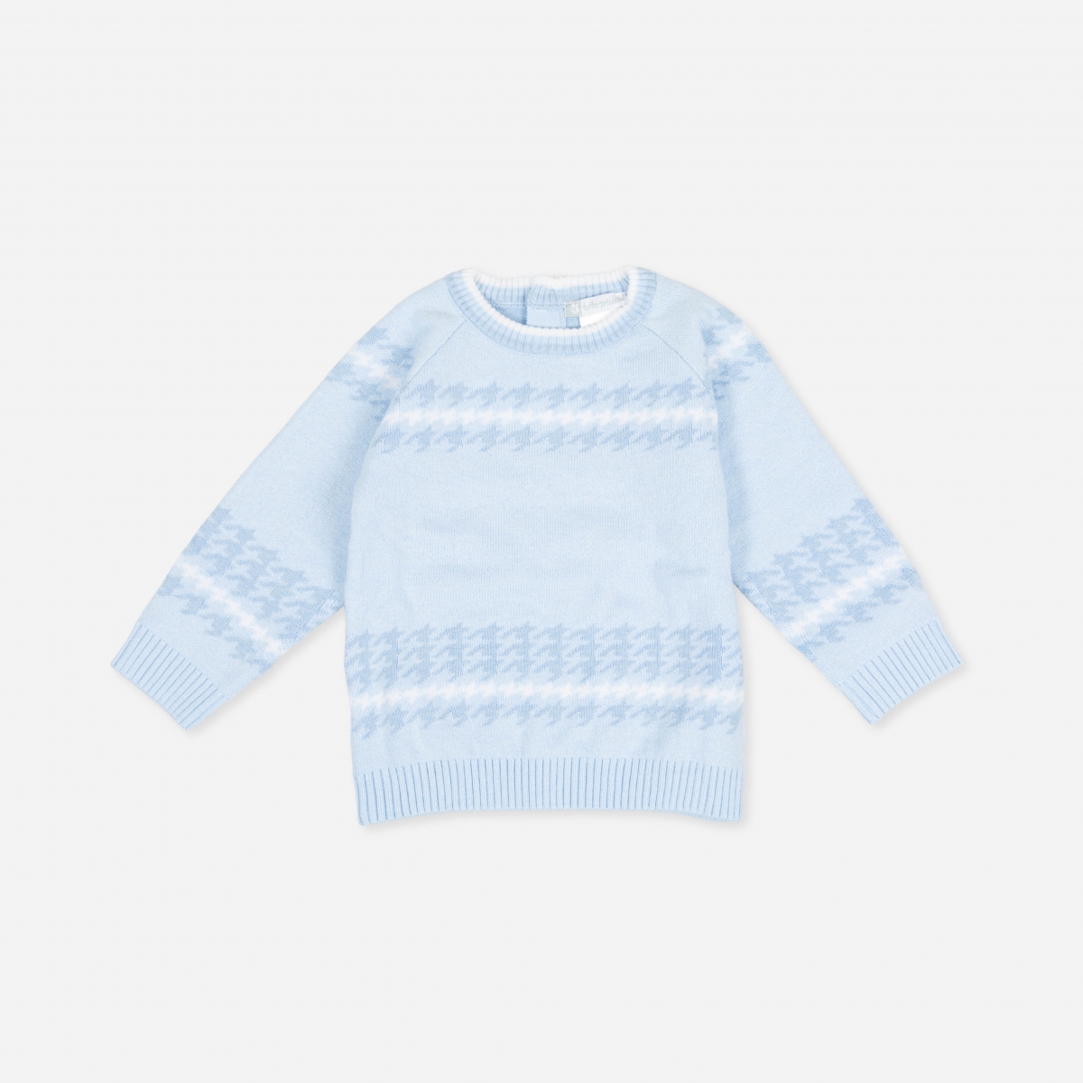 西班牙小童蓝色千鸟格针织毛衣