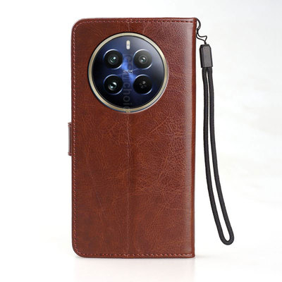 适用REALME 12 PRO+手机壳皮夹RMX3840保护套翻盖RMX3841外壳6.70英寸REALME12PRO+潮女真我12PRO+磁扣软膜全