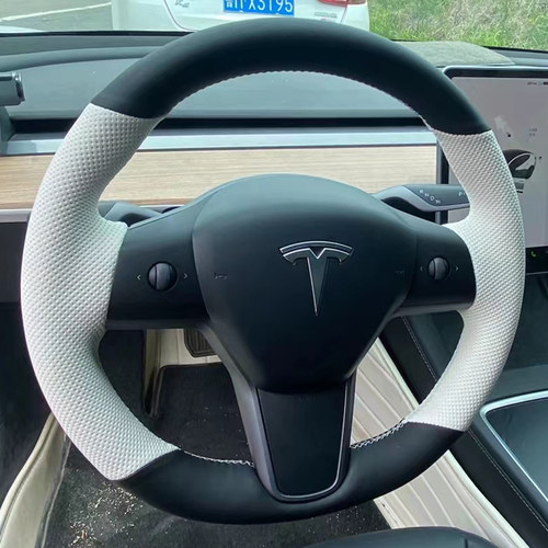 特斯拉model3/Y/X/S方向盘套真皮