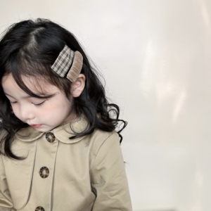 奶咖色儿童布艺bb夹 可爱女童碎花刘海夹边夹 宝宝发夹头饰发饰