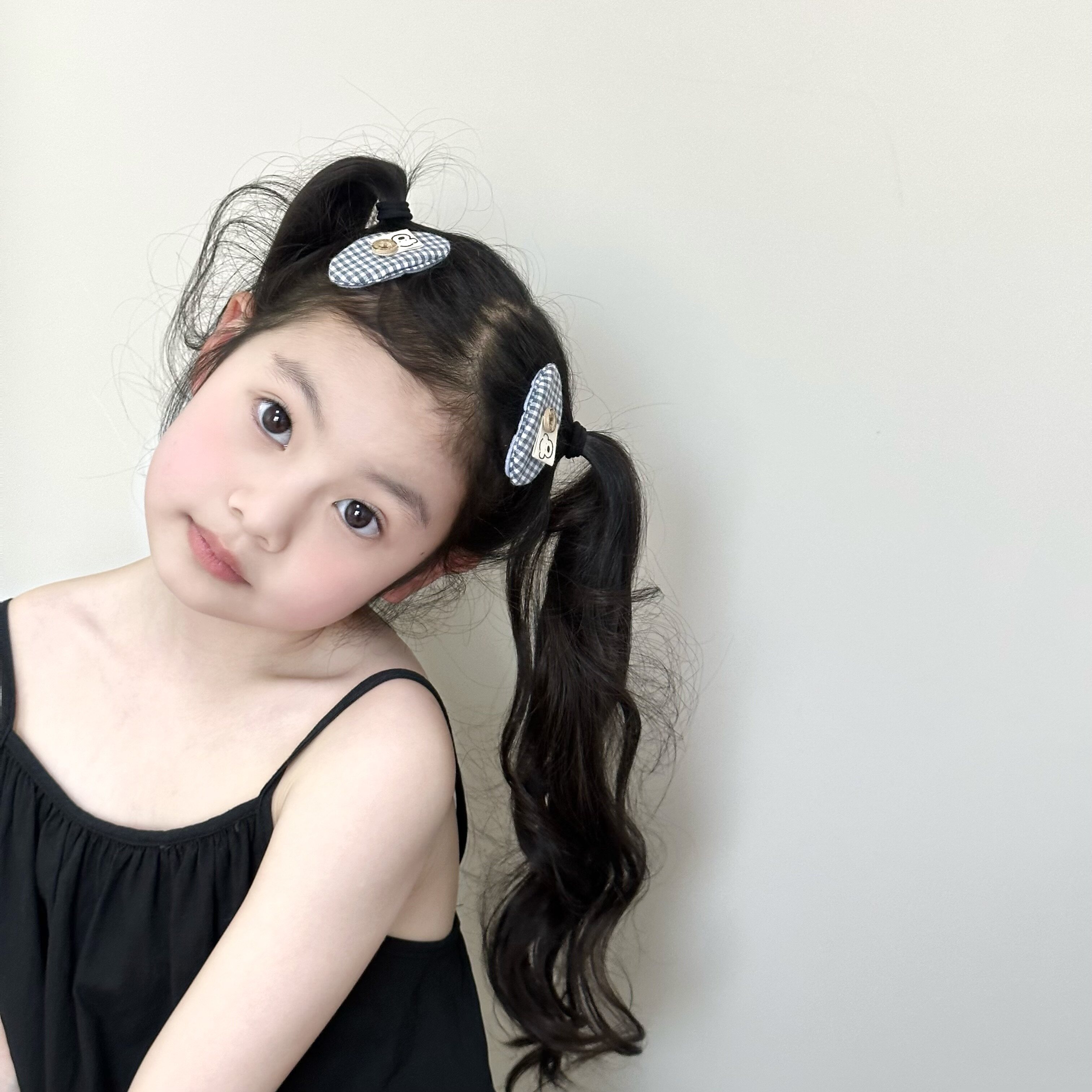 卡通狗狗蓝格bb夹儿童 韩版时尚边夹刘海夹 格子发夹女童碎发夹