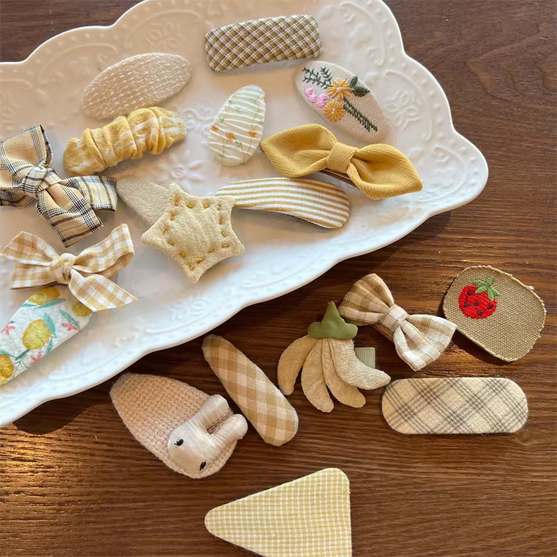 韩国奶油色儿童bb夹布艺