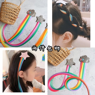 韩国儿童彩虹编发带 假发辫子 五角星发夹bb夹 ins女童头饰发饰
