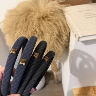 韩国可爱小熊细发箍儿童 百搭女童压发发饰 格纹复古高颅顶头箍