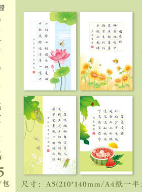 壹点书堂A5硬笔书法夏意书笺作品纸田字格书写纸创意创作书法纸