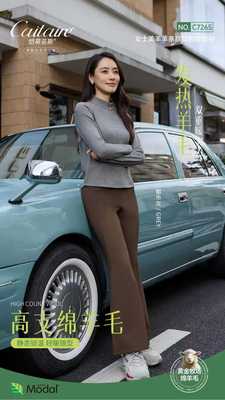 恺蒂亚斯新款女士中领绵羊毛半拉链T恤7265小蛮腰外穿保暖打底衫