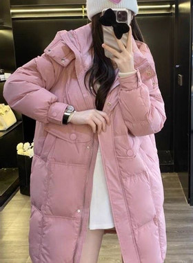 欧洲站连帽羽绒服女中长款2025冬季新款减龄加厚保暖90白鸭绒外套