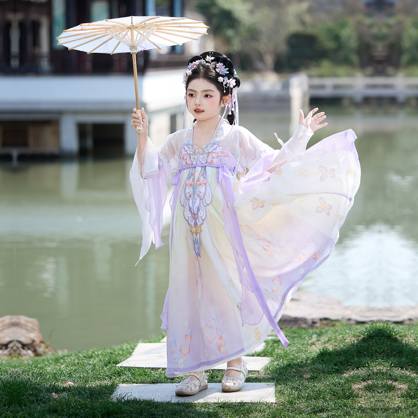古风汉服女童齐胸襦裙原创唐制春夏国风改良汉服舞蹈演出