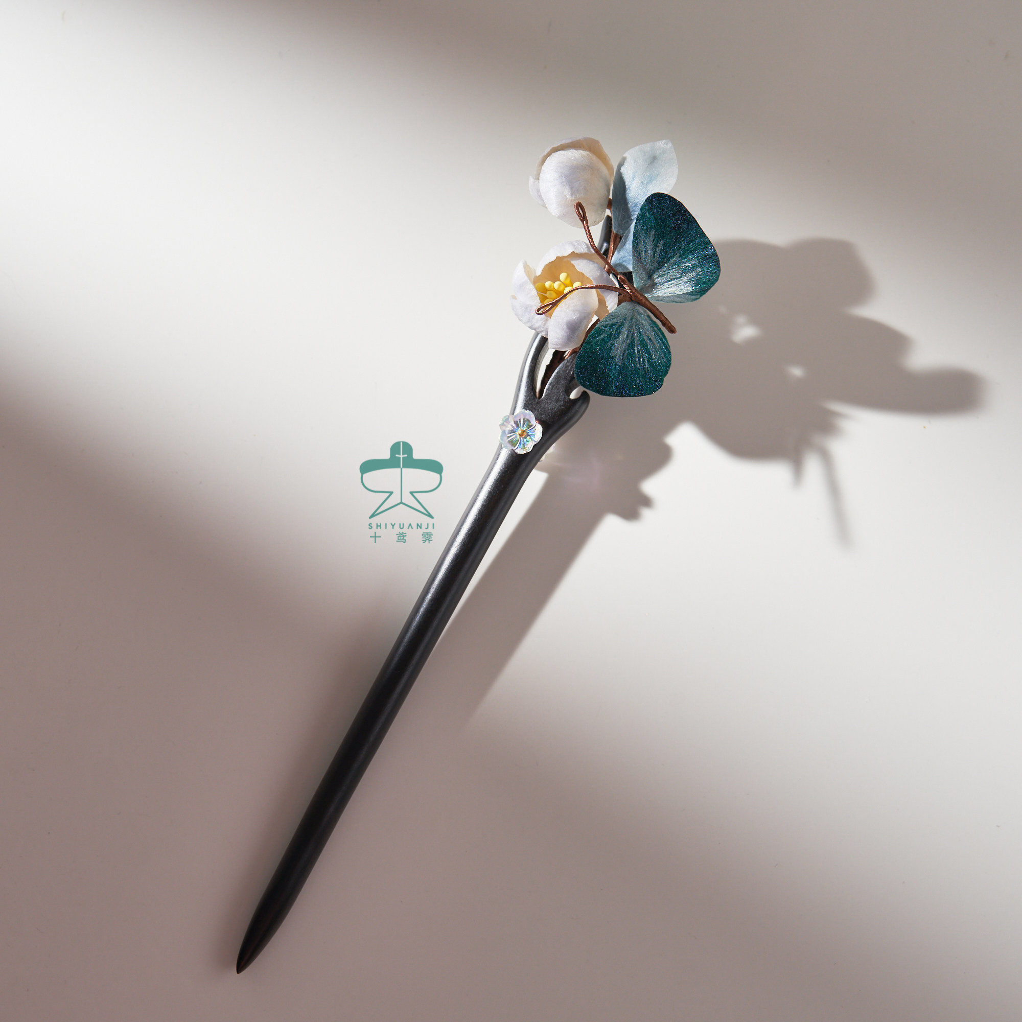 非遗绒花原创新中式发簪黑檀木海棠花中国风古典汉服旗袍发饰头饰